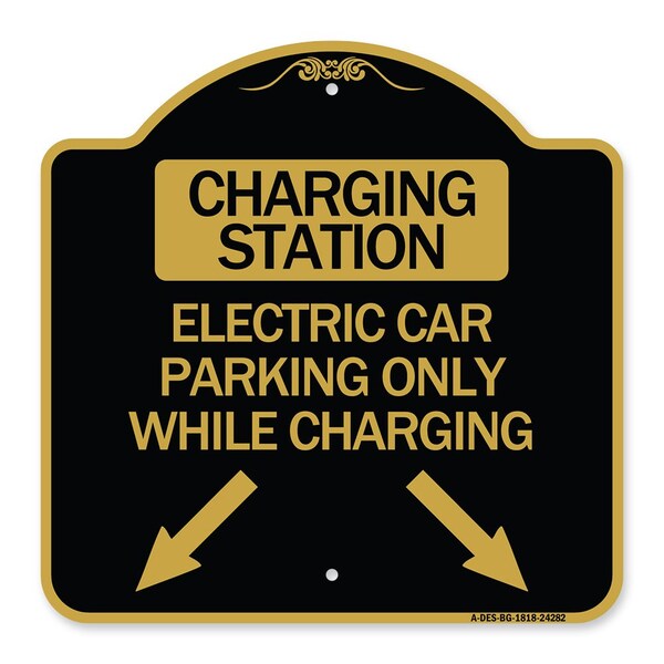 Charging Station Electric Car Parking Only While Charging with Left and Right Down Po, BG-1818-24282